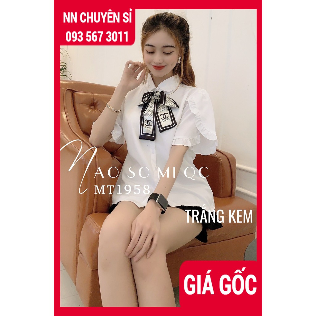 ÁO SƠ MI THẮT NƠ VOAN TƠ BÚN BÈO MT1958 TP107 ⚡ HÀNG CAO CẤP KIỂU TAY NGẮN