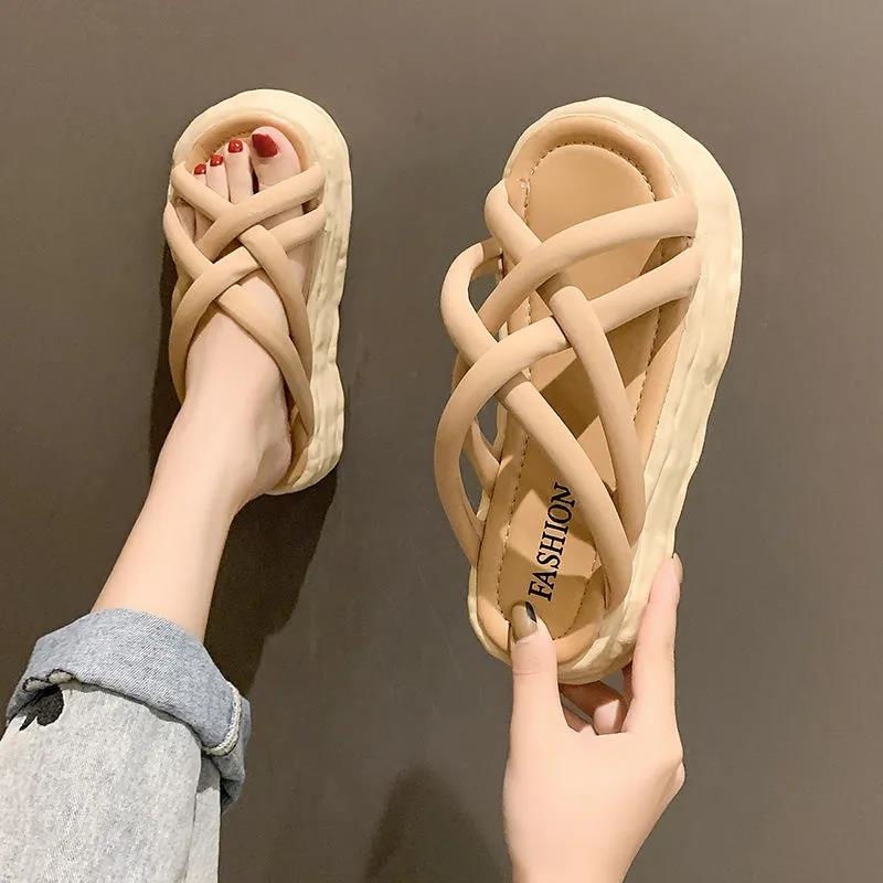 Jiashucheng Dép Sandal Đế Dày Thời Trang Mùa Hè 2023 Phong Cách Mới Cho Nữ