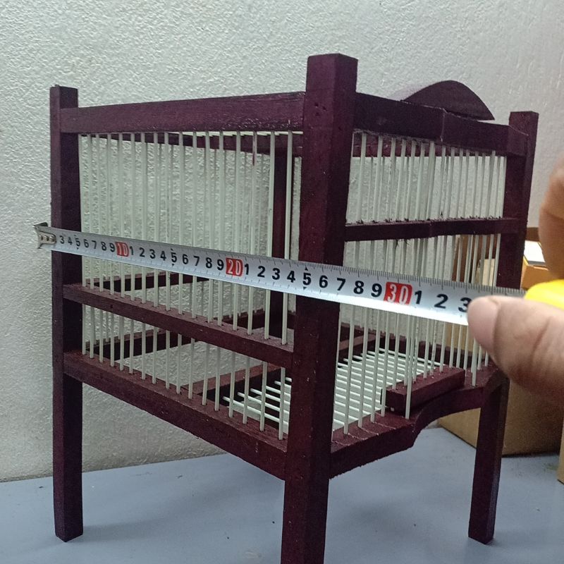Lồng tắm khuyên có khay - khung gỗ nan cáp 25x33x33cm
