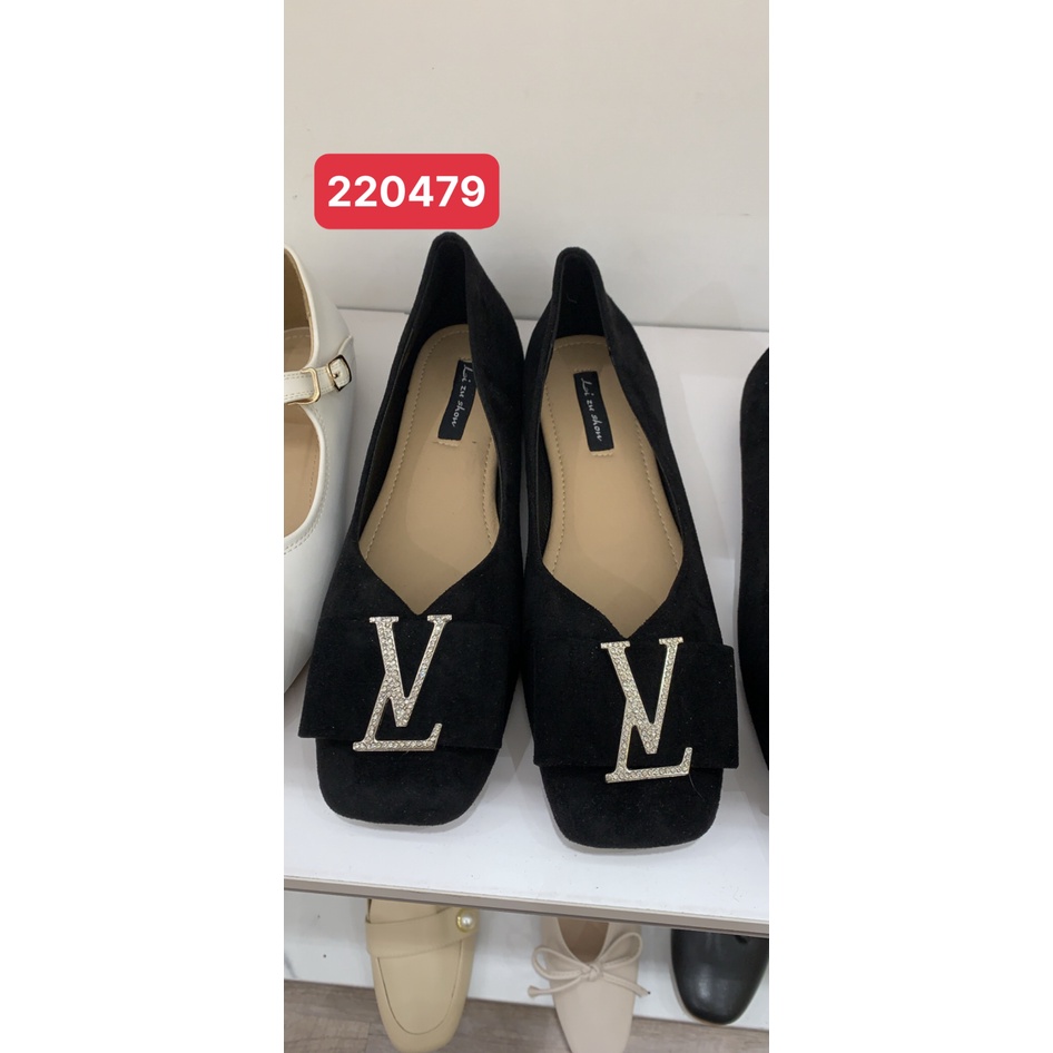 GIÀY BÚP BÊ NỮ BEESHOES MŨI VUÔNG  - GIÀY BÚP BÊ NỮ SẴN MÀU ĐEN NỈ 220479