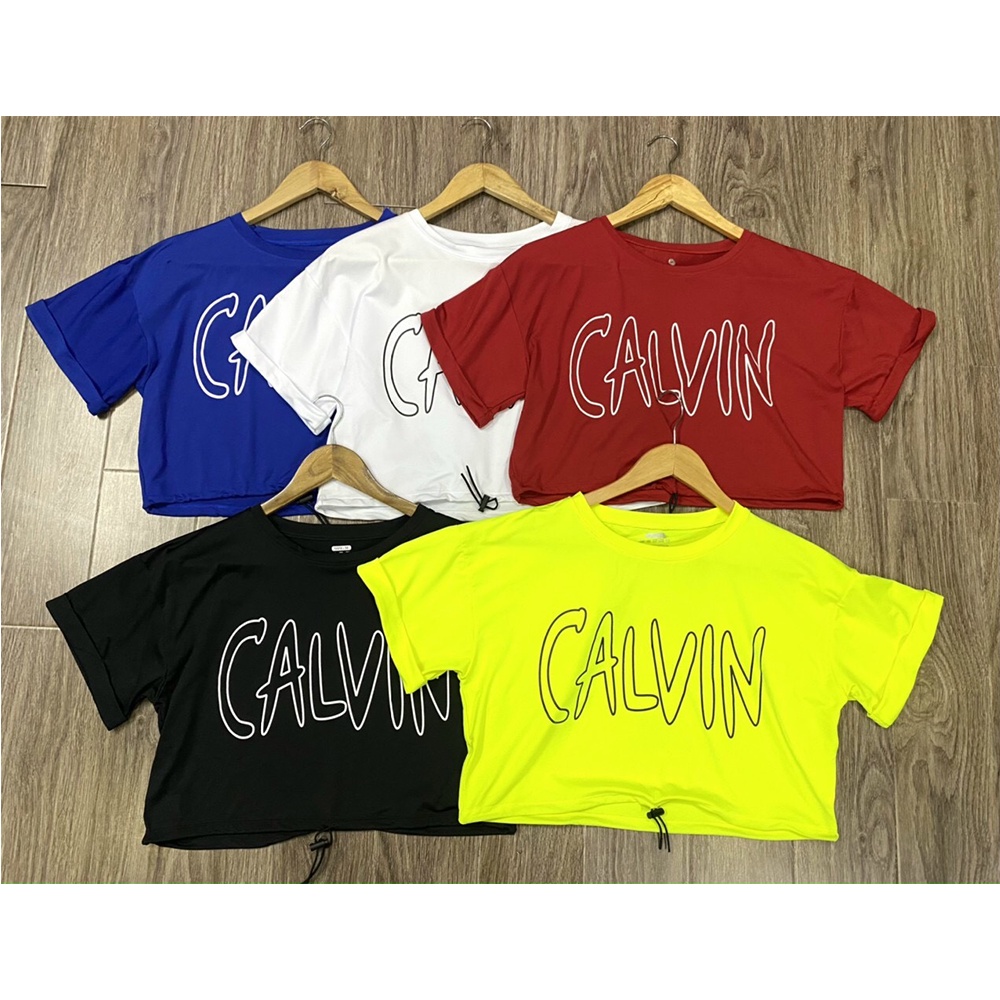 Áo croptop calvin rút dây (đồ tập gym-yoga-zumba nữ)