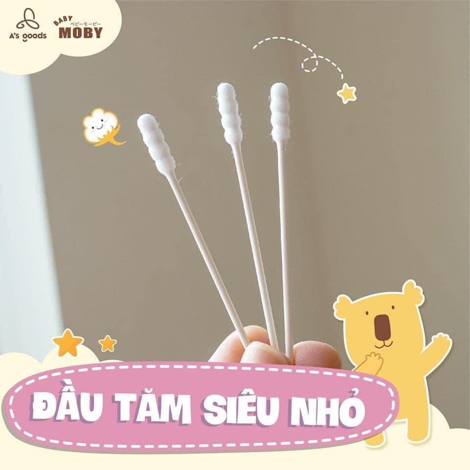 Hộp 150 Cây Tăm Bông Moby Baby Cỡ Nhỏ 100% Cotton