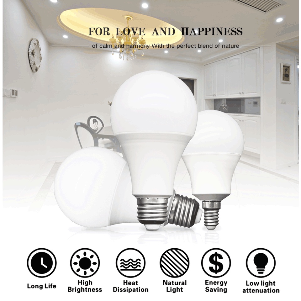 Bóng Đèn Led E27 AC 220V SMD2835 5W 9W 12W 15W 18W 25W Ánh Sáng Trắng Ấm Tiện Dụng