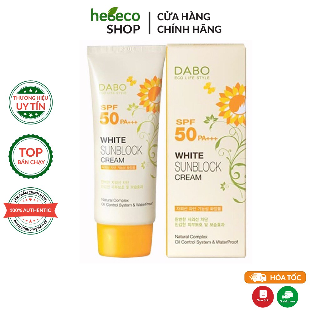 Kem chống nắng chống lão hóa Dabo White Sunblock Cream SPF50 70ml - Hàn Quốc Chính Hãng