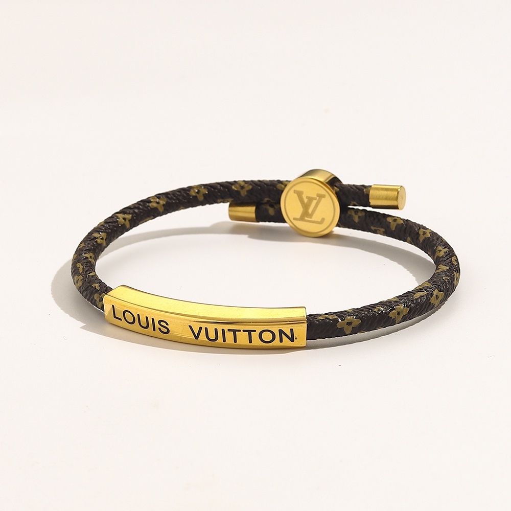 Vòng Tay Louis Vuitton Bằng Thép Titan Họa Tiết LV Monogram