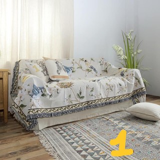 Thảm Sofa Sợi Bông- Trắng Kem Hoa Chim