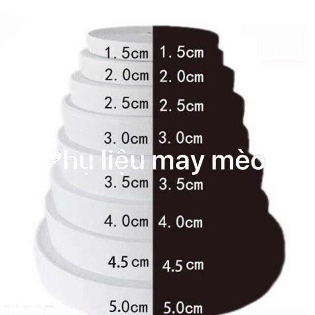 Thun luồn quần áo đen - trắng: cuộn 5 mét