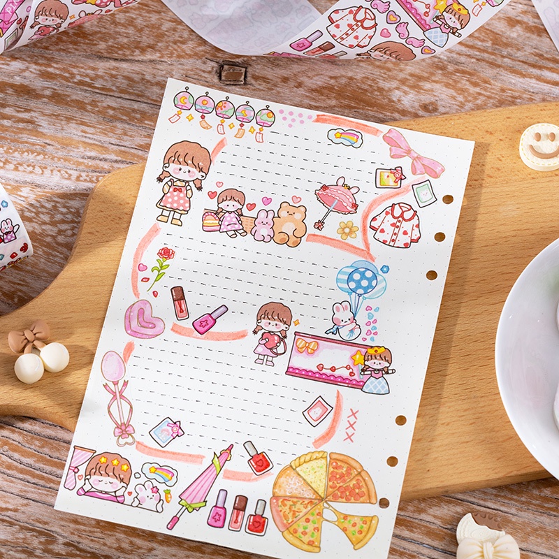 Flowertree 1 Cuộn Băng Keo Dán Trang Trí Sổ Lưu Niệm