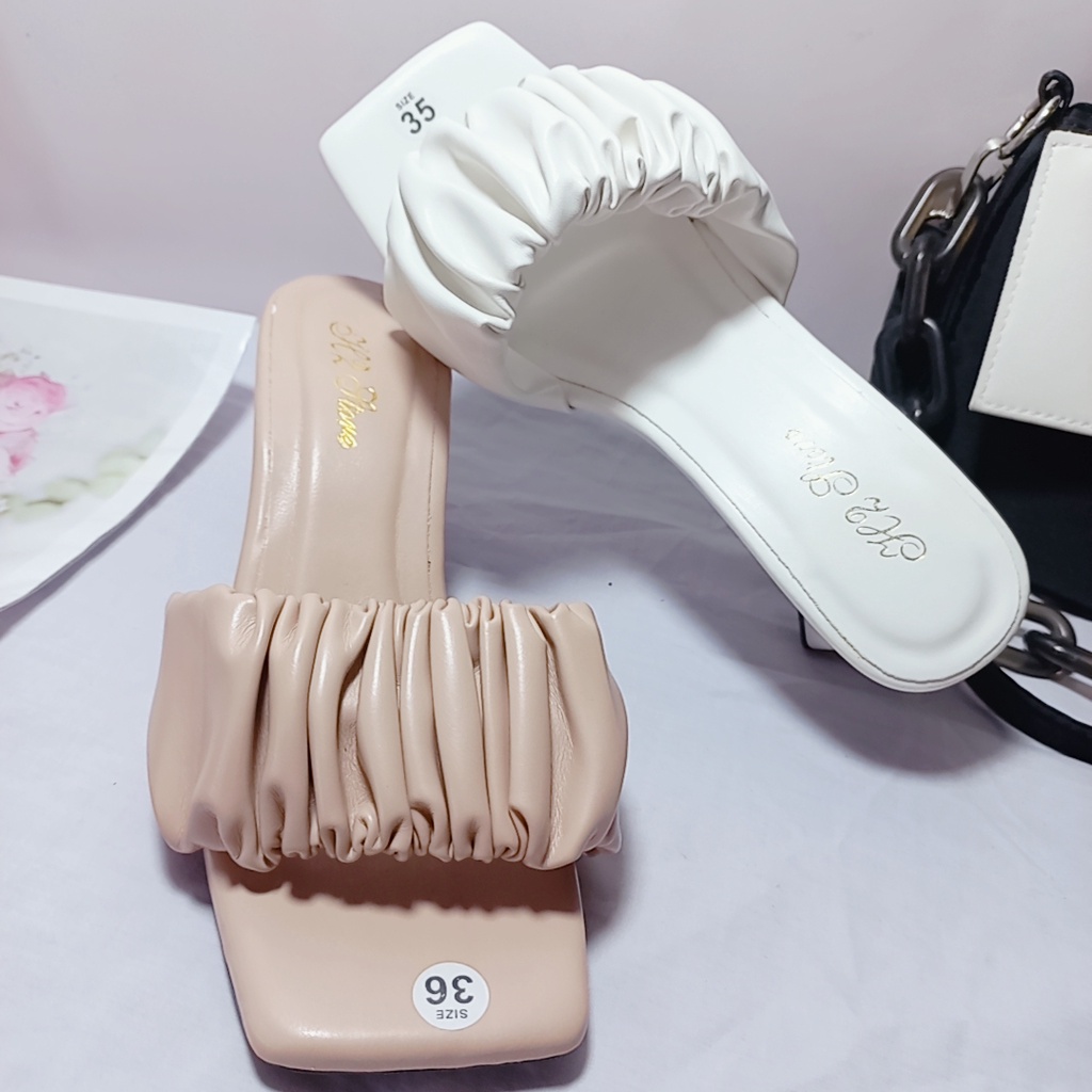 Guốc Nữ Cao Gót Tiểu Thư Đẹp - Guốc Dép Tiểu Thư 5 Phân Nhún Bèo mã GGC MINHTUYETSHOES