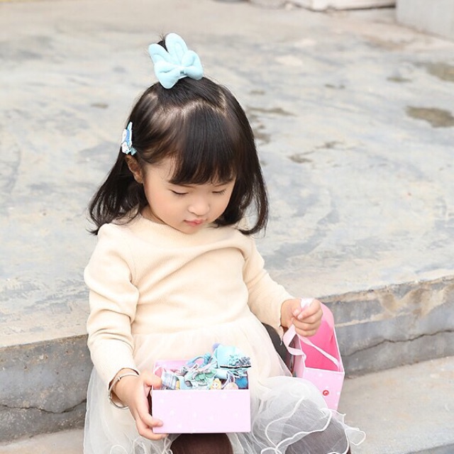 Hộp kẹp tóc 24 chi tiết phong cách Hàn Quốc túi xách siêu đẹp cho bé
