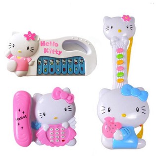Bộ đồ chơi 3 món đàn mèo kitty gồm 1 đàn ghita, 1 đàn organ và 1 điện thoại