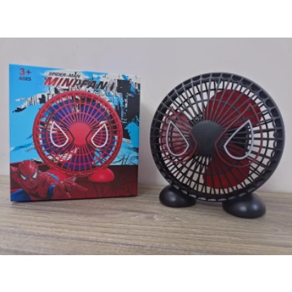Quạt Mini Để Bàn Spiderman, Siêu Nhân Người Nhện 3 Chế Độ Gió Sạc Tích Điện