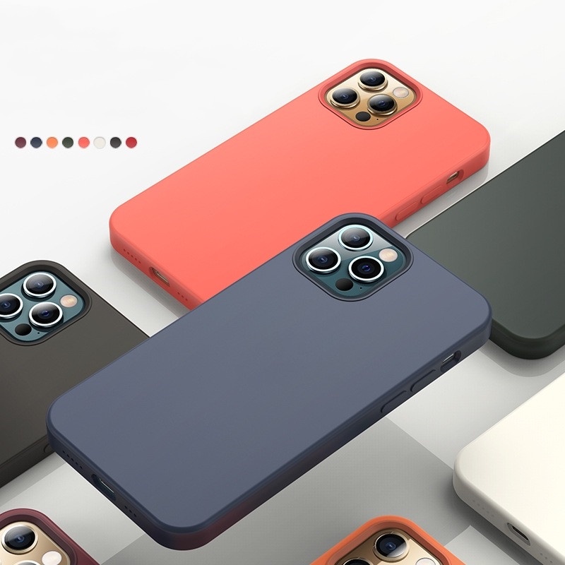 Ốp Điện Thoại Silicon Từ Tính Màu Trơn Cho IPhone 12 13 Pro Max