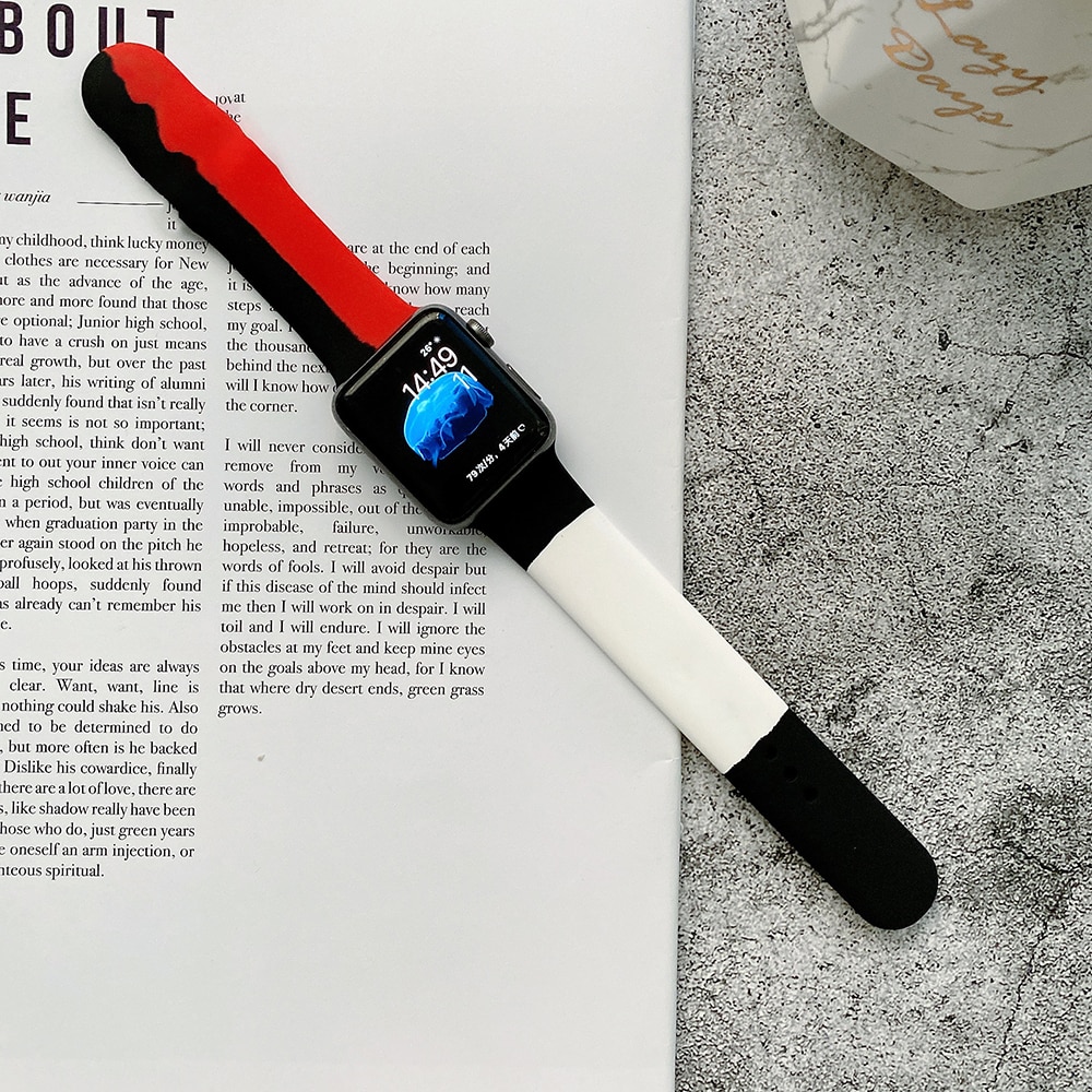 Dây đeo silicone thay thế đầy màu sắc cho Apple Watch 7 6 SE 5 4 3 2 1 44mm 40mm cho iWatch 41mm 45mm 44mm 40mm 38mm 42mm Dây đồng hồ thông minh ba màu t500 pro t55 x7 w34