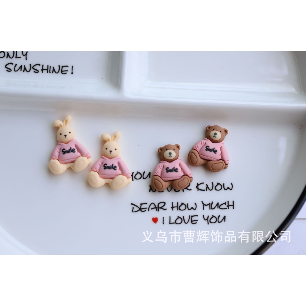 Charm (C125) slime/ Dụng Cụ Charm Trang Trí [Ko Keo &amp; Nút] Hình Gấu &amp; Thỏ 3D