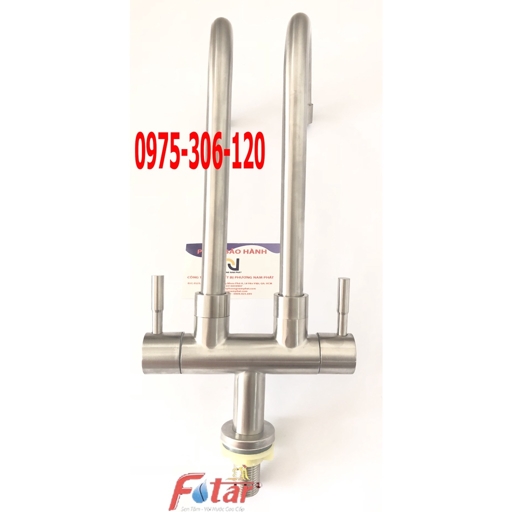 Vòi Rửa Chén Bát Lạnh ĐÔI Inox 304 N5027 dùng cho 2 hộc chậu VÒI CHÉN LẠNH ĐÔI để xả nước cùng lúc được 2 chậu