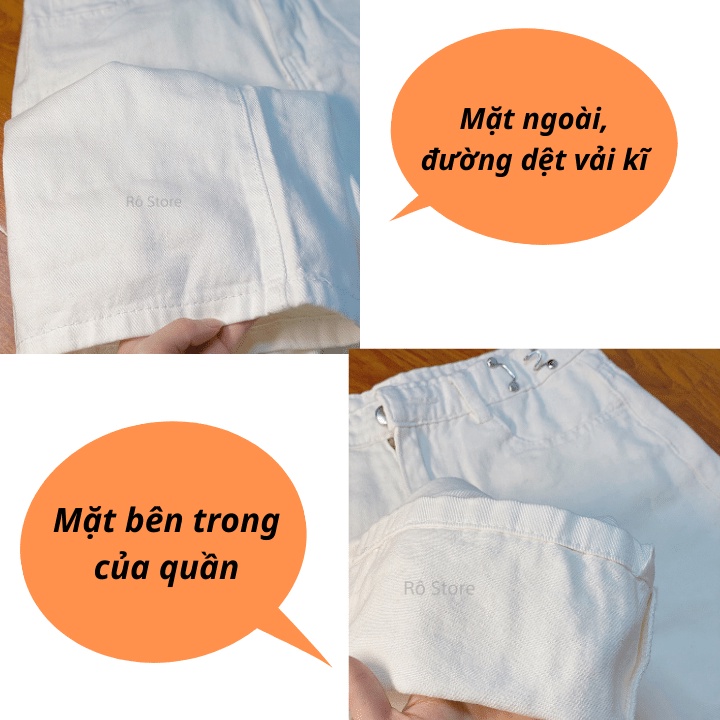 Quần jean nữ/Quần jeans ống rộng lưng cao màu trắng thiết kế GÀI EO phong cách ulzzang mặc lên tôn dáng RÔ STORE QD31