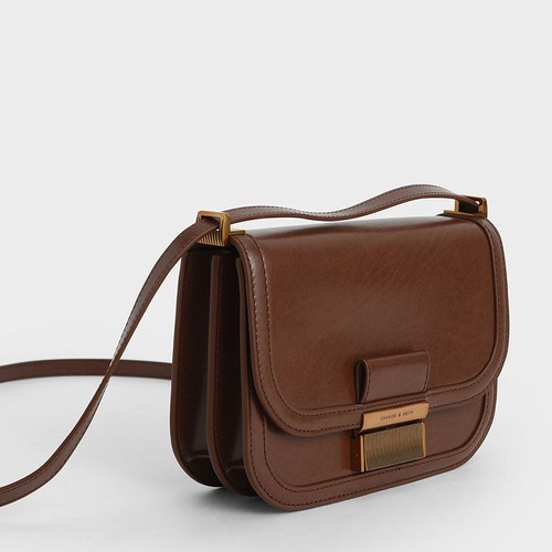 Miếng dán khóa túi Charles & Keith Metallic Push-Lock Crossbody