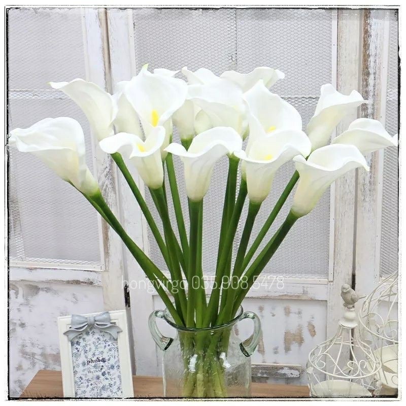 Hoa giả_hoa rum calla LiLy cao su  cao cấp cành dài 40cm siêu đẹp