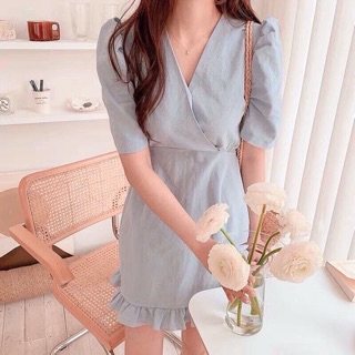 Đầm váy tay lỡ thắt eo 2 màu (kèm hình thật)