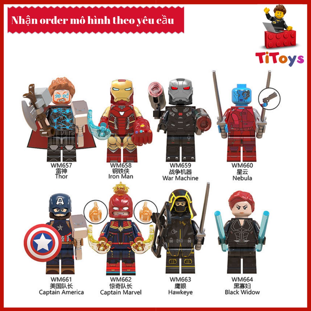 Minifigures siêu anh hùng End Game - Đồ chơi Lắp ghép Xếp hình Non Lego End Game WM6056