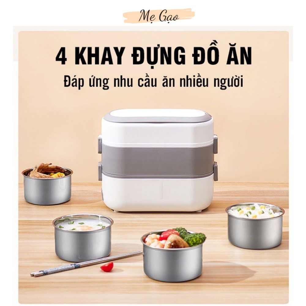 Hộp Cơm Cắm Điện Văn Phòng 2 Tầng Bucook Mẹ Gạo, hộp đựng cơm cắm điện văn phòng 4 ngăn inox bucook tiện dụng an toàn