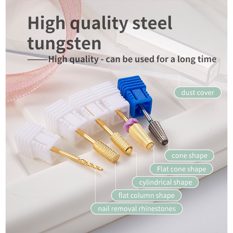 Mũi khoan móng tay Lusluking bằng thép vonfram / loại bỏ sơn gel tiện lợi