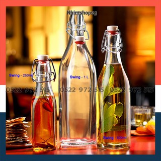 Chai thủy tinh 1 lít nắp gài nhập khẩu Ý - Bormioli Rocco