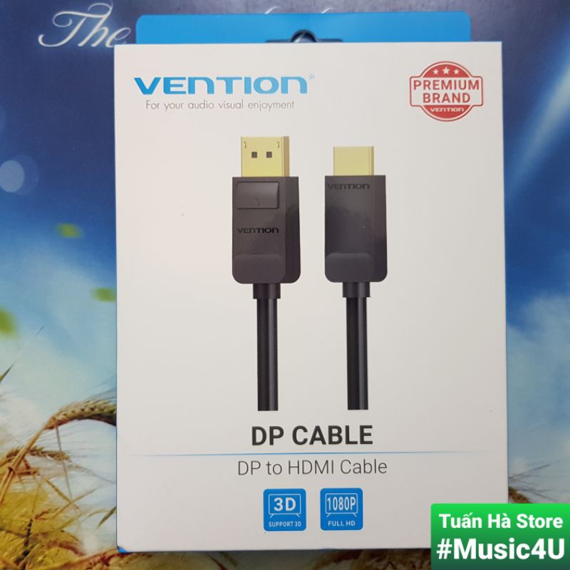 Cáp chuyển đổi Displayport sang HDMI Vention, hỗ trợ 3D, Full HD 1080P [Music4U]