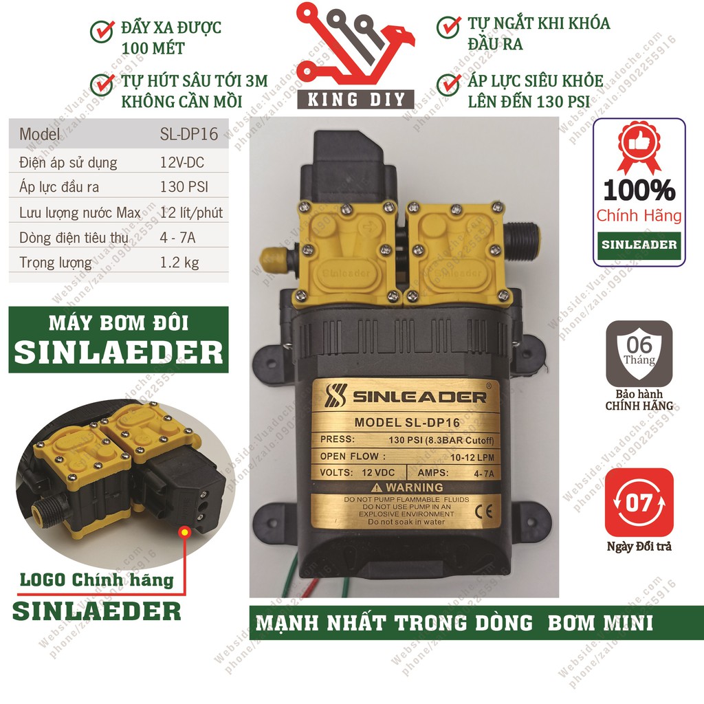 Máy bơm đôi sinleader tăng áp mini 12v 96w, Máy bơm nước mini tăng áp 12V tự ngắt ÁP LỰC MẠNH NHẤT TRONG PHÂN KHÚC