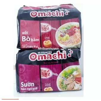 Bịch 5 gói Mì Tôm Omachi Xốt Bò Hầm - Sườn Hầm 80g