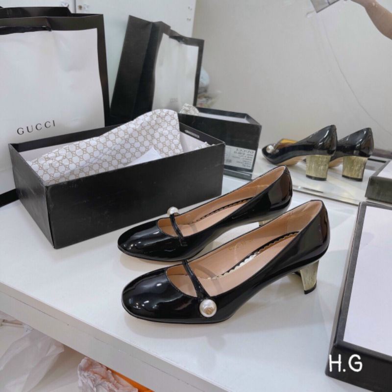 Giày G Hạt Ngọc Đế Vàng Mềm Êm Fullbox Bill Túi
