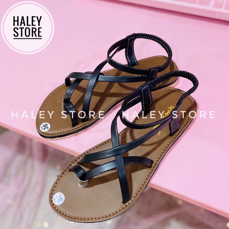Giày sandal bệt nữ dây quai mảnh xỏ ngón quai hậu co giãn đi chơi đi học đi làm đi biển HALEY STORE