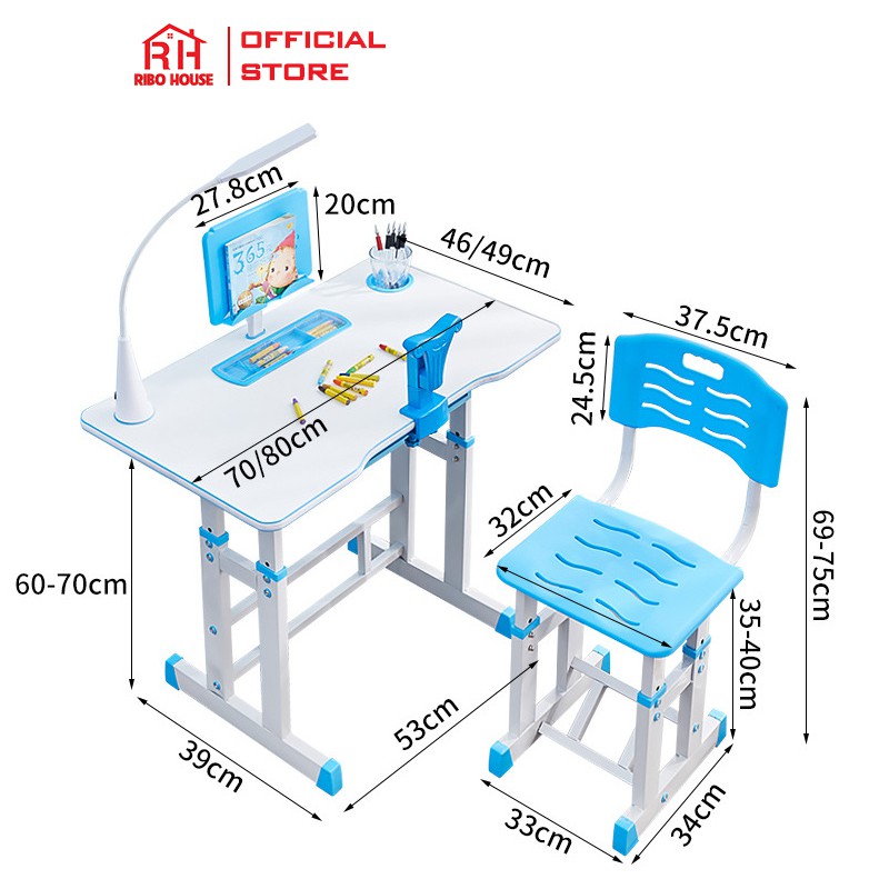 Bàn học sinh chống gù chống cận thông minh RIBO HOUSE bàn học  tăng chỉnh độ cao RIBO47