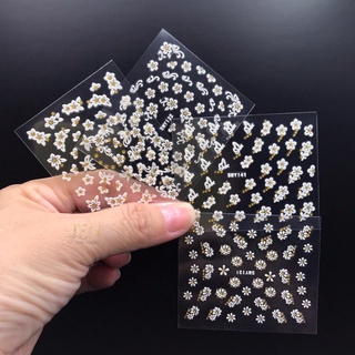 Sticker dán móng nail hoa trắng đen 3d