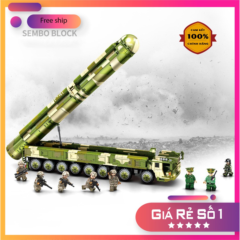 Đồ chơi Lego Lắp ráp Xe Tên lưa địa chất - Sembo Block 105804 intercontinental ballistic - 1585 Mảnh ghép