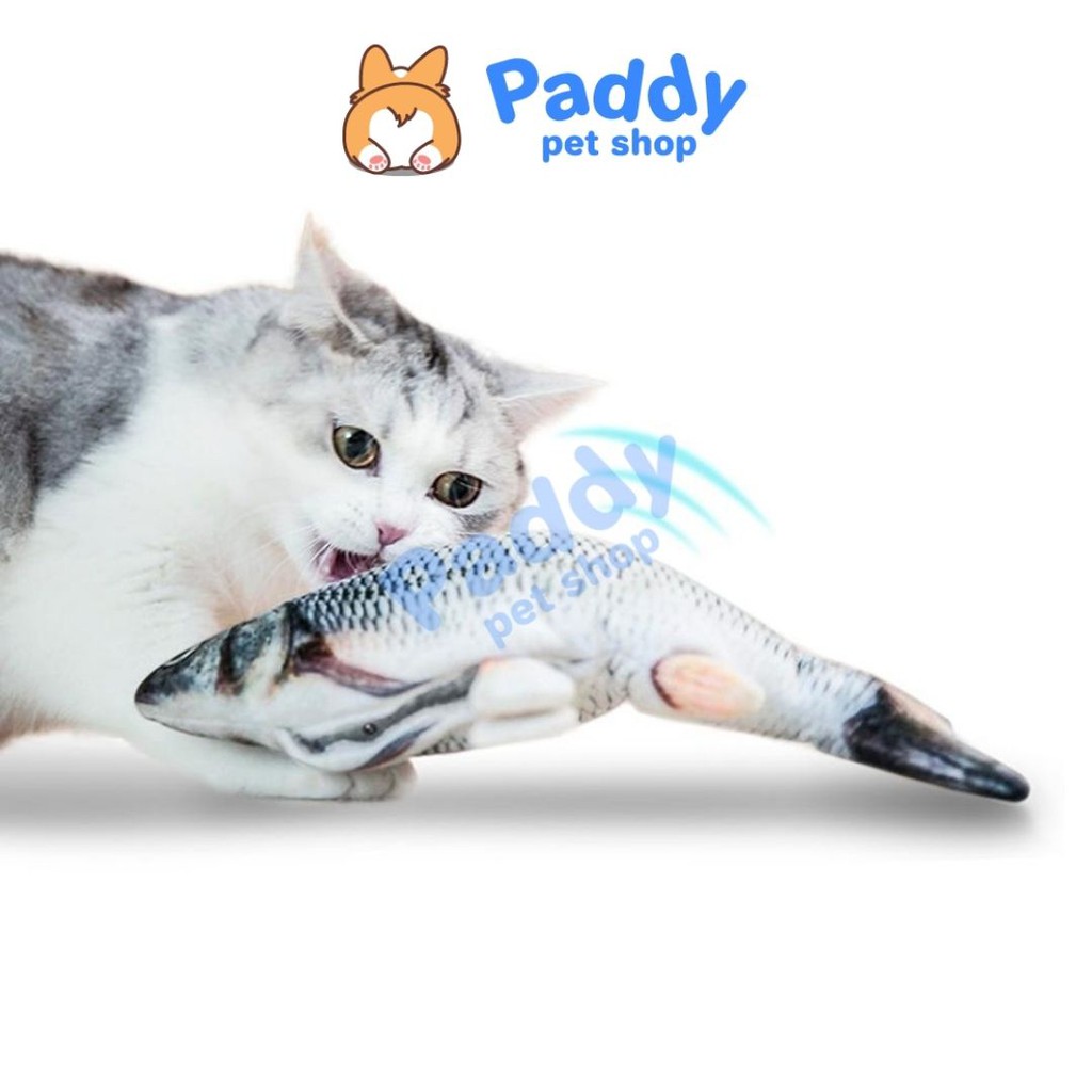 Cá Bông Nhồi Cỏ Mèo Tự Động Nhảy Sạc USB