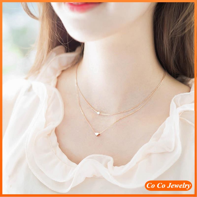Vòng cổ nhiều lớp xâu ngọc/ hình trái tim thời trang cho nữ