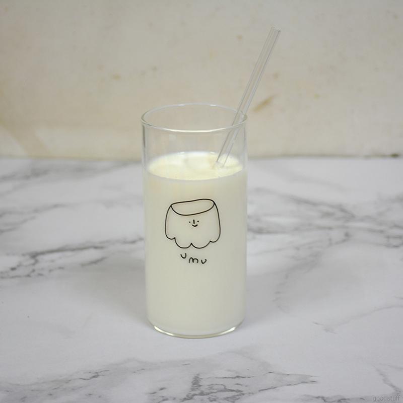 Ly uống sữa nhỏ gọn tươi tắn có ống hút phong cách Hàn Quốc