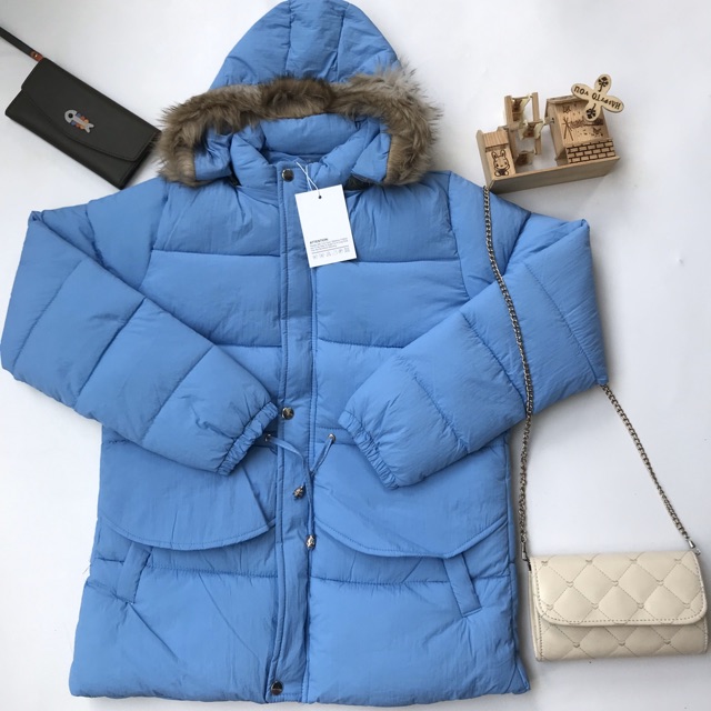 [Mã WARN60 hoàn 15% xu đơn 300k] Áo phao nữ mũ lông thắt eo | BigBuy360 - bigbuy360.vn