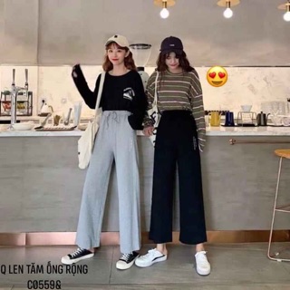 Quần ống suông hoa cúc - C