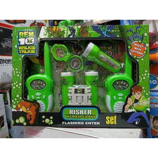 613 Bộ Đàm Thoại BEN10 và phụ kiện, 2 chiếc đàm thoại nghe và nói chuyện được với nhau và đèn pin phát sáng