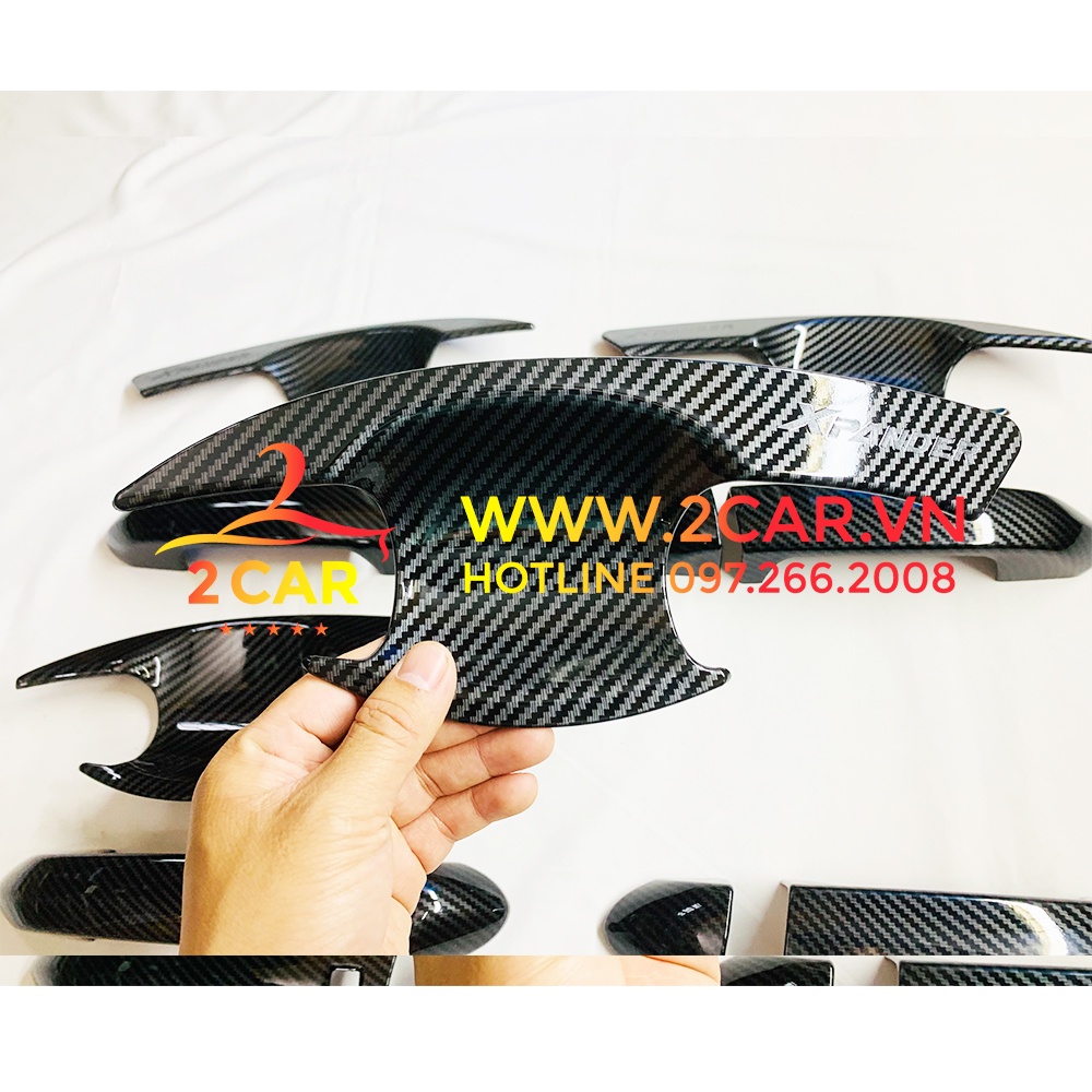 Ốp tay nắm, hõm cửa xe Mitsubishi Xpander 2018 - 2021, 2022, 2023 nhựa ABS vân carbon cao cấp