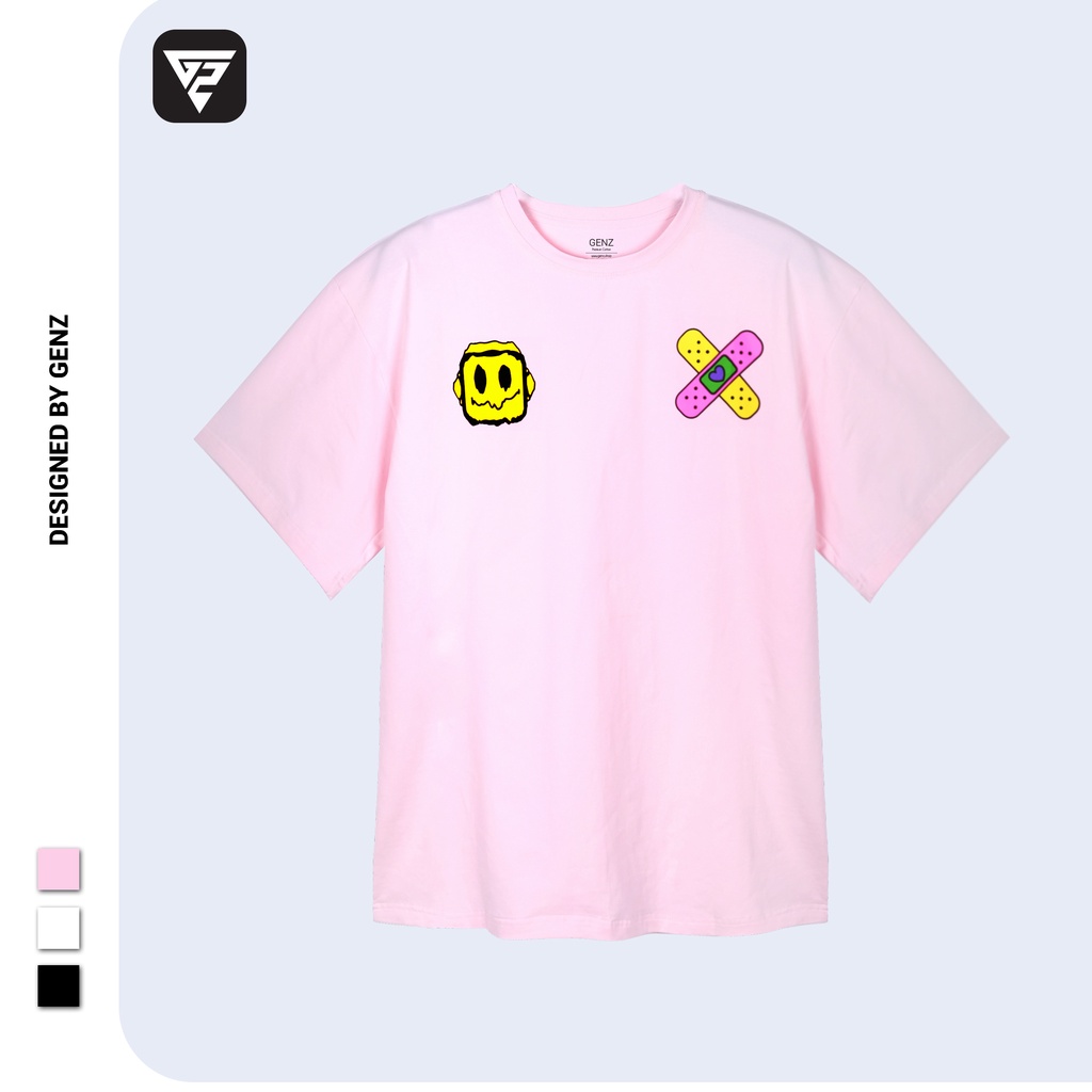 Áo thun tay lỡ GENZ phông Unisex nam nữ Cotton oversize form rộng Sticker Factory