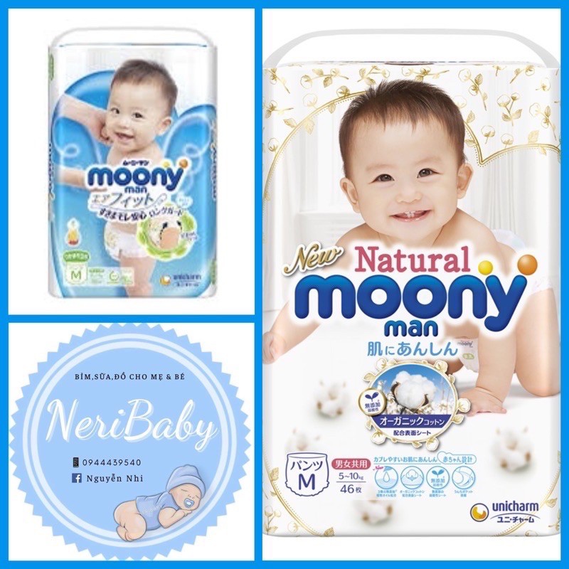  [cộng miếng] Bỉm quần/dán Moony size NB90/S84/M64/L54/L44/XL38 boy&girl