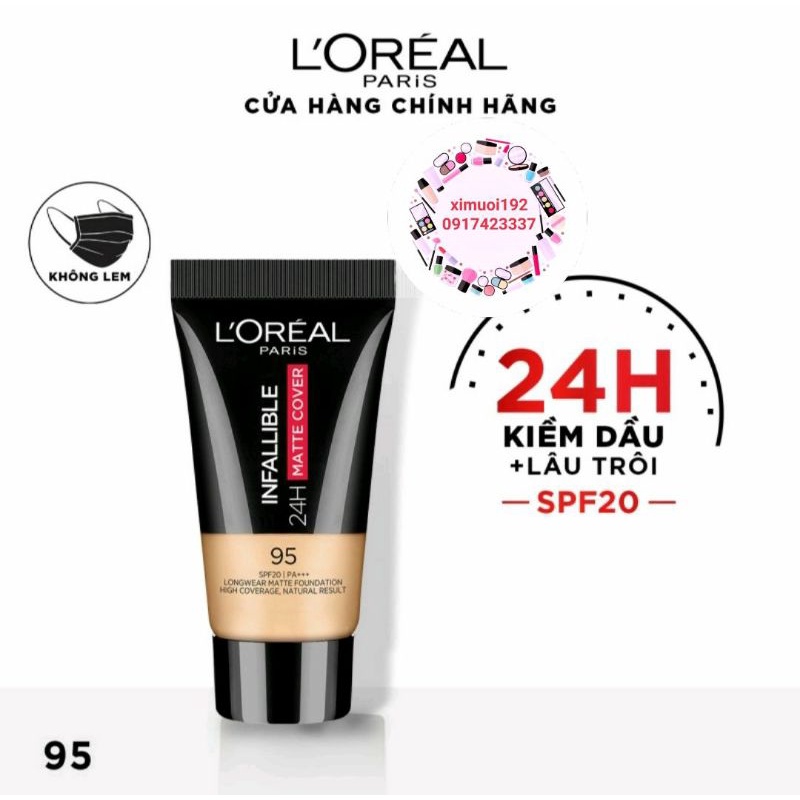 Kem nền 24h Kiềm dầu lâu trôi L'Oreal Paris Infallible 24h Matte Cover 5ml