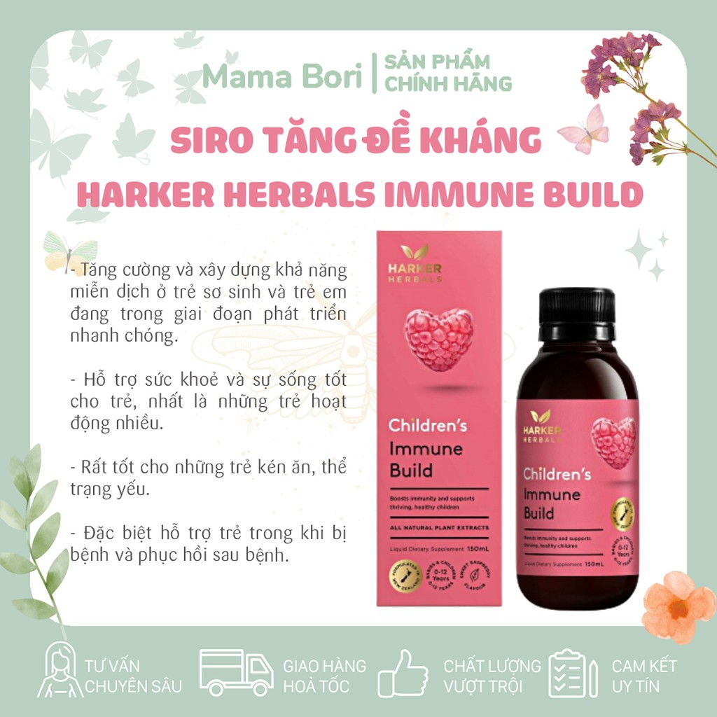 [Hàng chuẩn Air - Cam kết chính hãng] Siro tăng đề kháng Harker Immune Build chuẩn New Zealand cho bé từ 0 - 12y 150ml