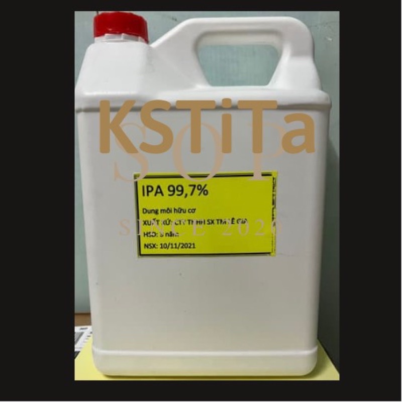 IPA 99.7% - isopropyl alcohol (bình 5 lít) dùng tẩy mực, phụ gia nhiên liệu, vệ sinh máy