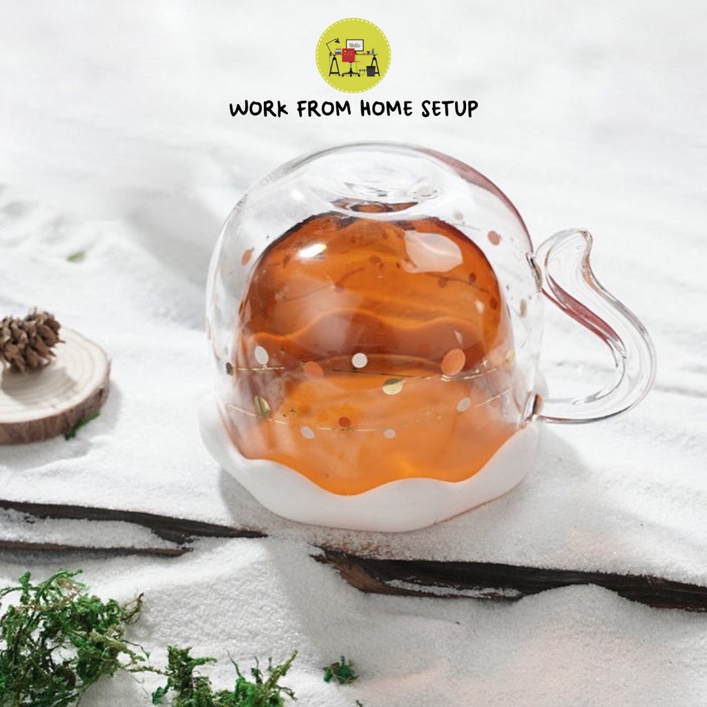 Cốc 2 Lớp Thủy Tinh Quả Sồi Giữ Nhiệt Lâu - Cốc Quả Sồi Cách Nhiệt Dày Dặn Cao Cấp
