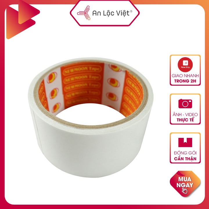 Combo 5 Cuộn Băng dính 2 mặt 1cm - 2,5cm - 5cm - chất keo cho độ bám dính cực tốt.